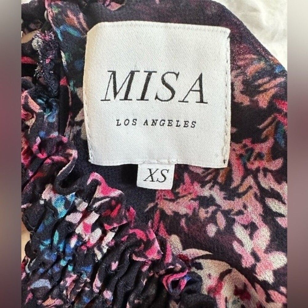 MISA Los Angeles Savanna Asymmetrical Mini Dress with Smoked High Neck Size XS - Picture 12 of 16